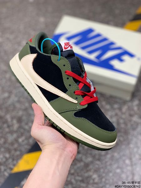 Travis Scott x Fragment x Air Jordan 1 Low 2021新款 喬丹倒鉤男女款休閒板鞋