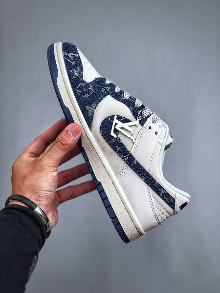 LV x Nike Dunk Low 2024最新情侶款深藍牛仔板鞋