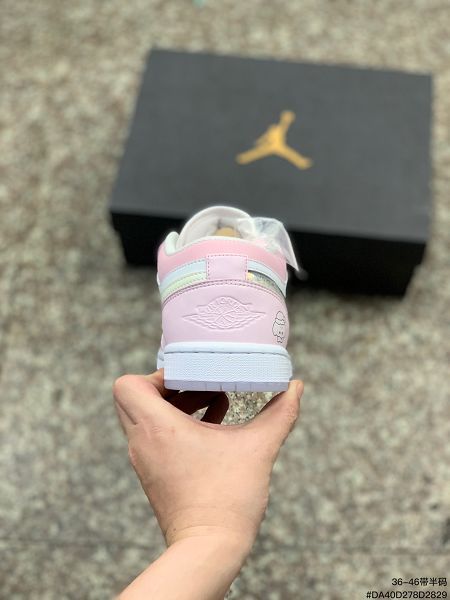 Air Jordan 1 Low GSGlitter Swoosh 低幫經典運動籃球鞋冰雪奇緣流沙白藍色 情侶鞋