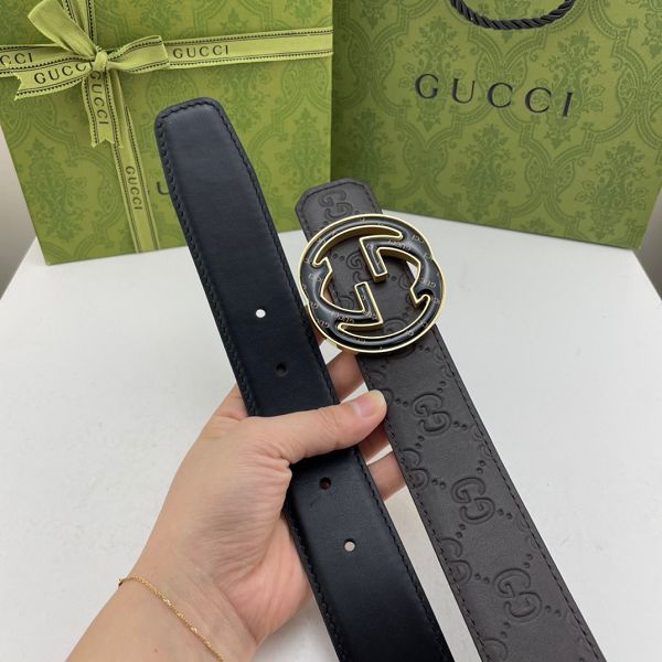 gucci皮帶 古馳2022新款皮帶 HF032908頭層牛皮壓花紋百搭腰帶