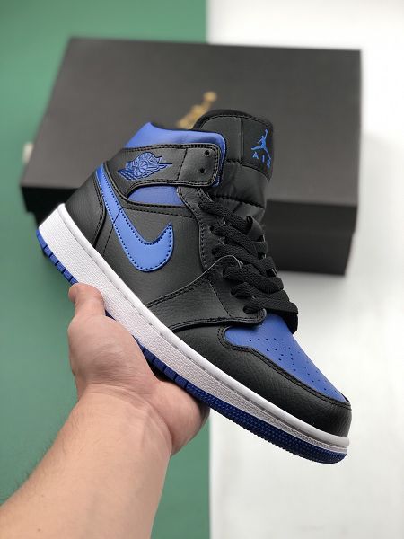 Nike Air Jordan 1 Mid Chrom WingsGS 2021新款 喬丹1代情侶款籃球鞋 帶半碼