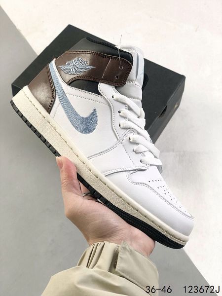 Nike Air Jordan 1 Mid 荔枝紋中高幫經典復古文化休閒運動籃球鞋