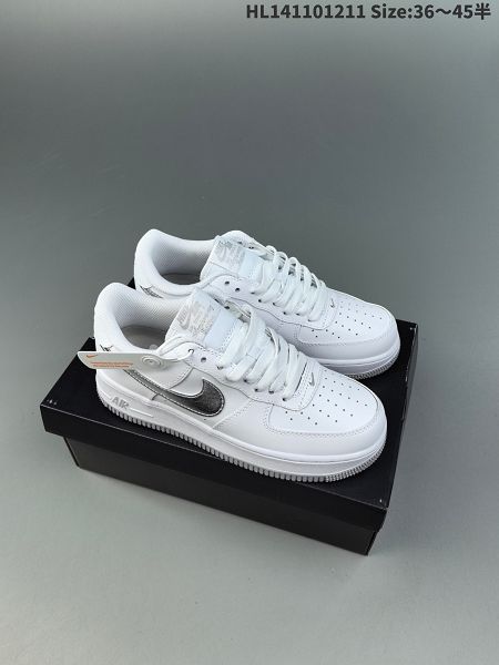 Nike Air Force 1 Low 2024全新男女款白銀色低幫百搭休閒運動板鞋