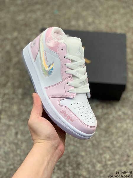 Air Jordan 1 Low GSGlitter Swoosh 低幫經典運動籃球鞋冰雪奇緣流沙白藍色 情侶鞋