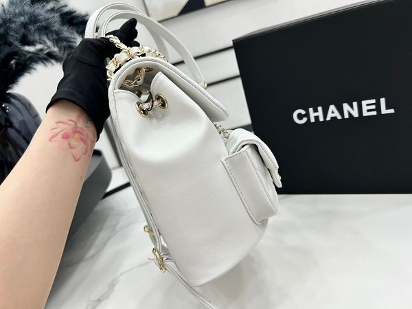 chanel包包 香奈兒2023新款手提包 DSAS3860時尚雙肩包白色後背包