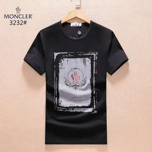 moncler蒙口 2018夏季新款 logo字母复古印花圆领男生短袖t恤 黑色