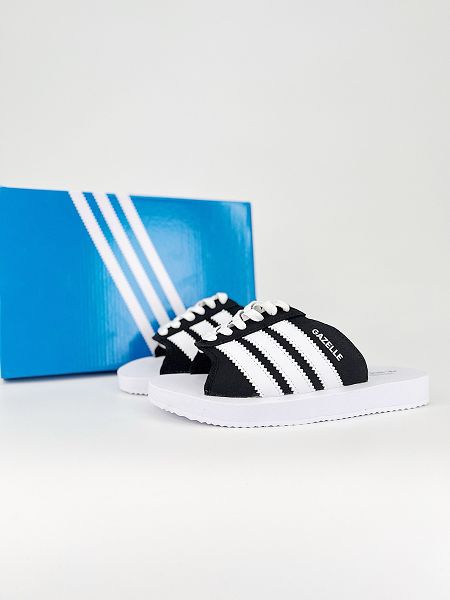 adidas originals GAZELLE BEACH 2024新款男女生舒適百搭沙灘涼鞋 白加黑色