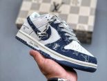 LV x Nike Dunk Low 2024最新情侶款深藍牛仔板鞋